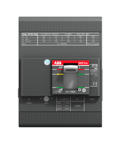 ABB 1SDA067445R1 XT1S 160 TMD 125-1250 4p F F InN=100%    (4x125A 50kA Ayar Sahalı Şalter)