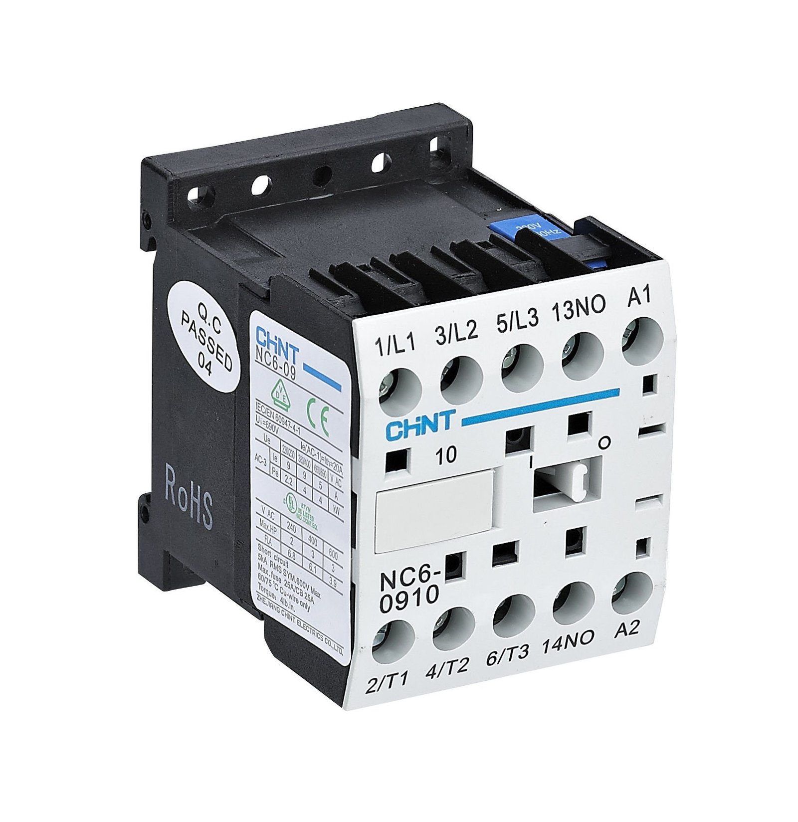 Chint (247568) NC6-0910M, Mini Kontaktör, 4W, 1NA Kontaklı, 3 Kutuplu 220 V AC Bobinli