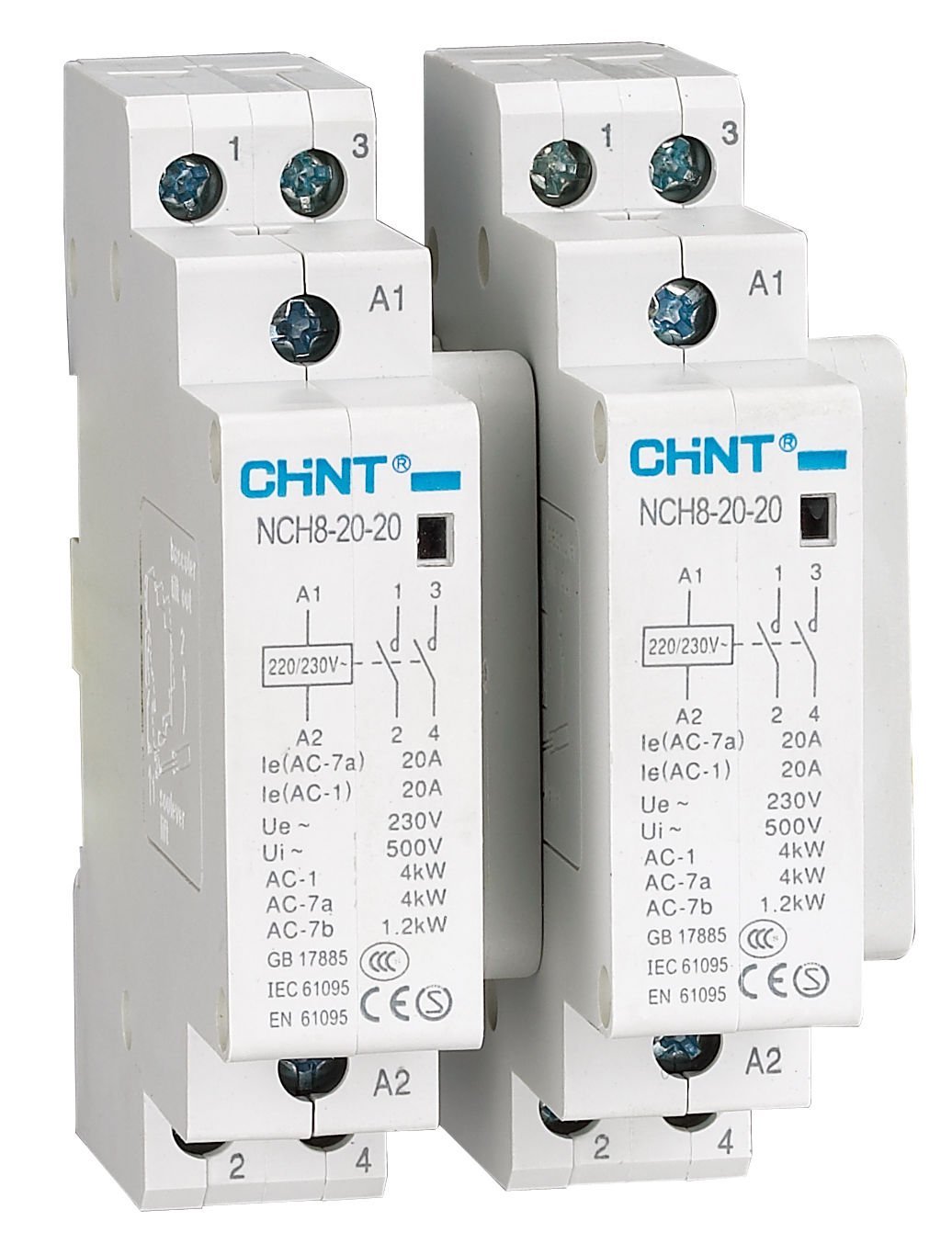 Chint (256083) NCH8 Serisi Sessiz Kontaktör / 2 Kutuplu 40A 1NA+1NK, 220/230 V AC Bobinli