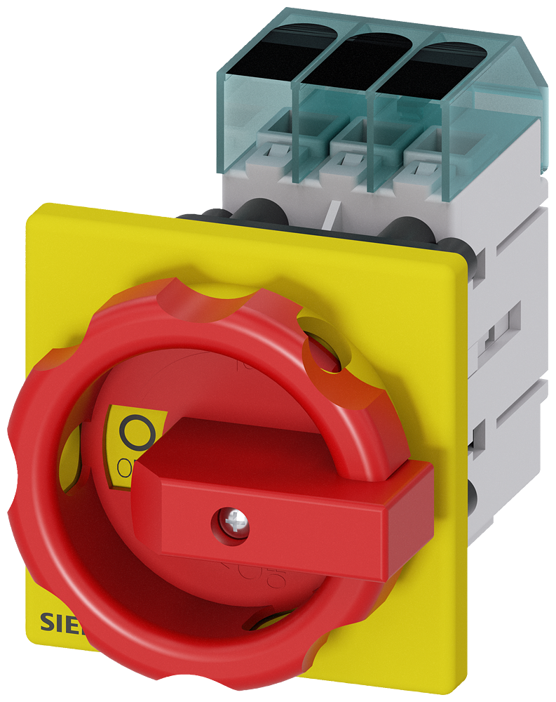 Siemens 3LD3254-0TK53 3LD3 ACİL STOP ŞALTERİ, ÖNDEN TESPİTLİ TAHRİK KOLU SARI/KIRMIZI, 32A 11,5 KW