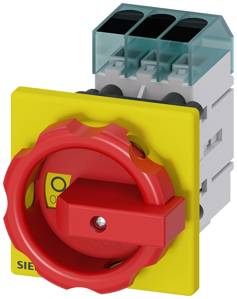 Siemens 3LD3454-0TK53 3LD3 ACİL STOP ŞALTERİ, ÖNDEN TESPİTLİ TAHRİK KOLU SARI/KIRMIZI, 63A 22 KW