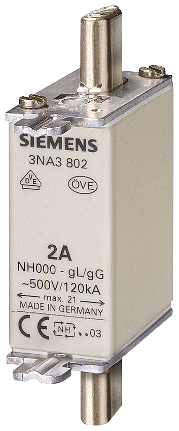 Siemens 3NA3817 STEATİT(SERAMİK) GÖVDELİ NH-BIÇAKLI SİGORTA BUŞONU; 40A; BOY 000; GENİŞLİK 21mm