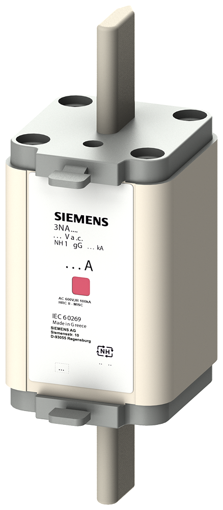 Siemens 3NA6136 STEATİT(SERAMİK) GÖVDELİ NH-BIÇAKLI SİGORTA BUŞONU; 160A; BOY 1; GENİŞLİK 30mm; İLAVE ÖN YÜZEY BAYRAK GÖSTERGELİ İZOLE KAPAKLI TİP; İLAVE ÖN YÜZEY BAYRAK GÖSTERGELİ İZOLE KAPAKLI TİP