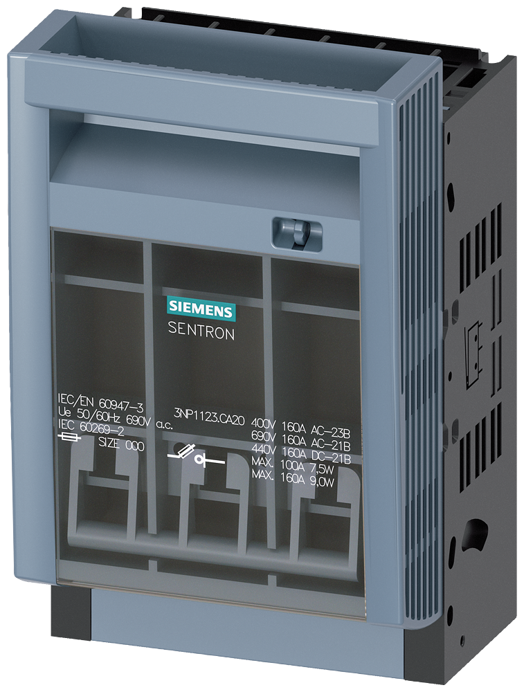 Siemens 3NP1123-1CA20 3NP1 SERİSİ NH-BIÇAKLI SİGORTALI YÜK KESİCİLERİ, BLOK KLEMENSLİ BAĞLANTI, BOY:000, 160A