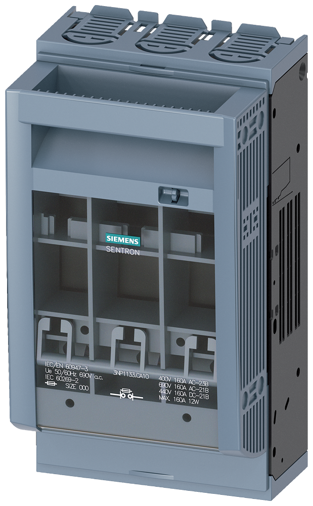 Siemens 3NP1133-1CA10 3NP1 SERİSİ NH-BIÇAKLI SİGORTALI YÜK KESİCİLERİ, YASSI BAĞLANTI, 160A, BOY:00 VE 000