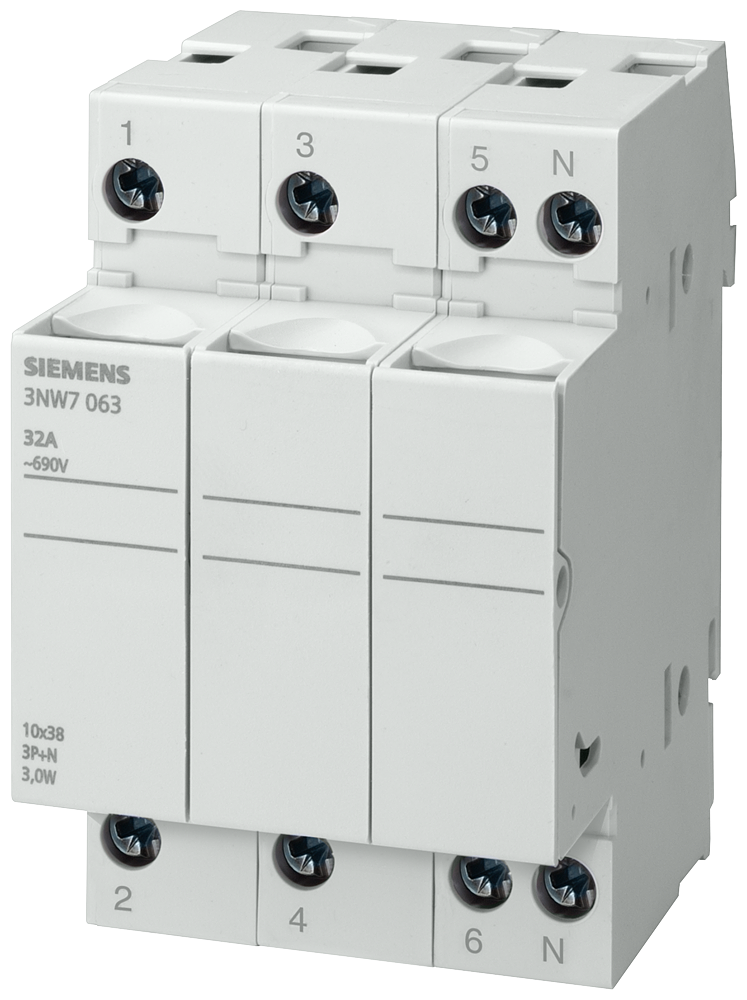 Siemens 3NW7333 SİLİNDİRİK SİGORTA YUVASI (KARTUŞ SİGORTA YUVASI); 8X32mm; 3 KUTUP; 20 A
