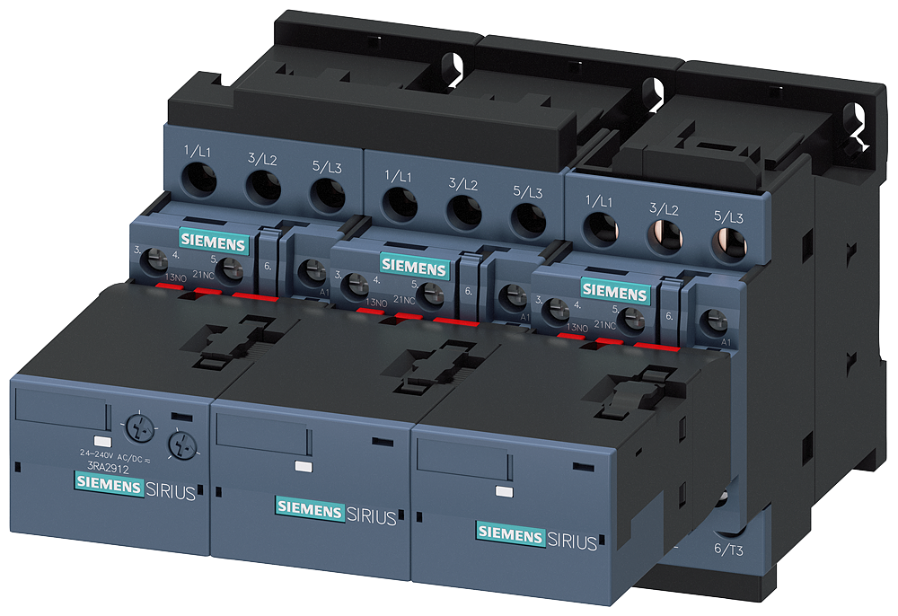 Siemens 3RA2426-8XF32-1AL2 KOMPLE MONTAJLI YILDIZ ÜÇGEN KOMBİNASYONLARI; 22KW; 50A; S0