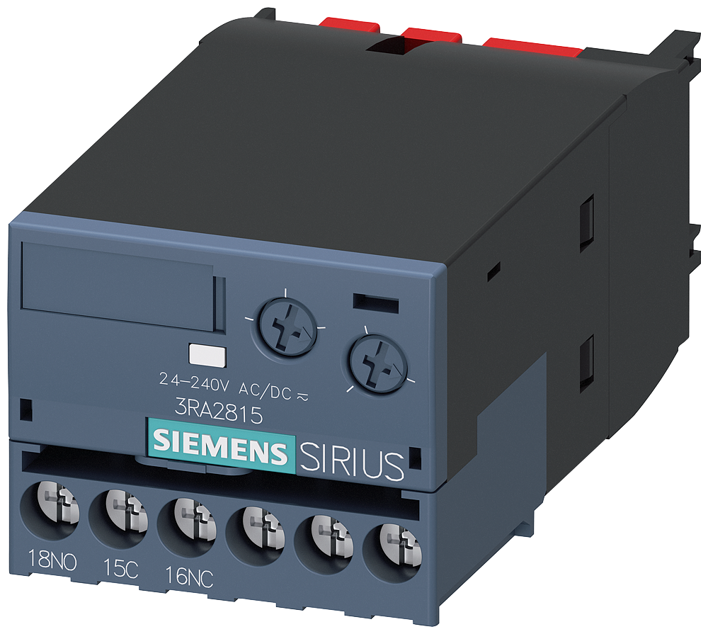 Siemens 3RA2815-1AW10 ELKT. GECİKMELİ YARDIMCI KONTAK BLOĞU; AC/DC 24...240 V, 0,05..100sn.; DÜŞMEDE GECİKMELİ; 1W