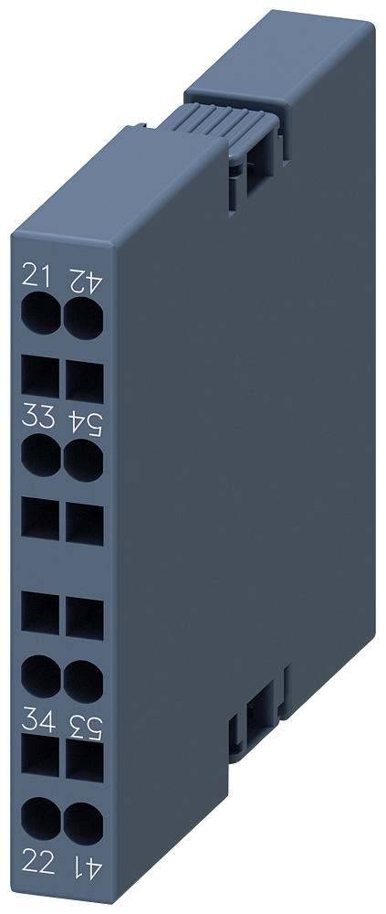 Siemens 3RH2911-2DA11 Yardımcı kontak bloğu, yana montaj, 1 NO + 1 NC, solda: 41/42, 53/54, sağda: 21/22, 33/34, akım yolu: 1 NC, 1 NO, yaylı terminal, 3RT2.1 kontaktörleri için