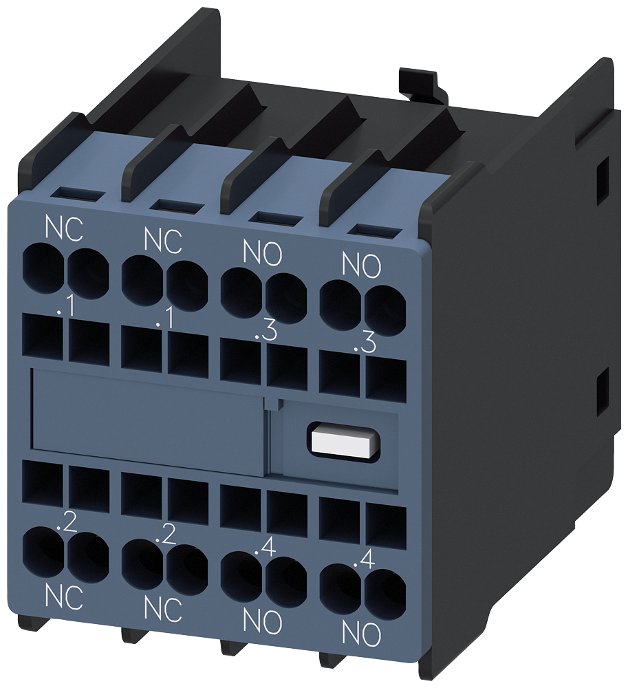 Siemens 3RH2911-2HA22 Yardımcı kontak bloğu, önde, 2 NO + 2 NC, .1/.2, .1/.2, .3/.4, .3/.4, akım yolu: 1 NC, 1 NC, 1 NO, 1 NO, yaylı terminal, 3RT2 kontaktörleri ve 3RH2 kontaktör röleleri için