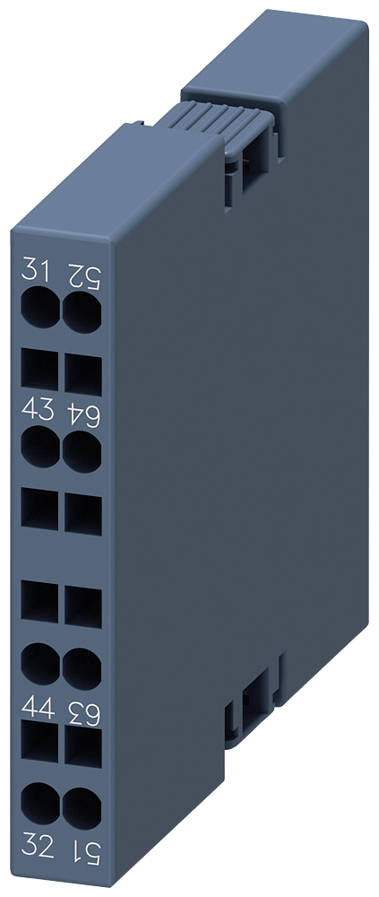 Siemens 3RH2921-2DA11 Yardımcı kontak bloğu, yana montaj, 1 NO + 1 NC, solda: 51/52, 63/64, sağda: 31/32, 43/44, akım yolu: 1 NC, 1 NO, yaylı terminal, 3RT2 kontaktörleri ve 3RH2 kontaktör röleleri için