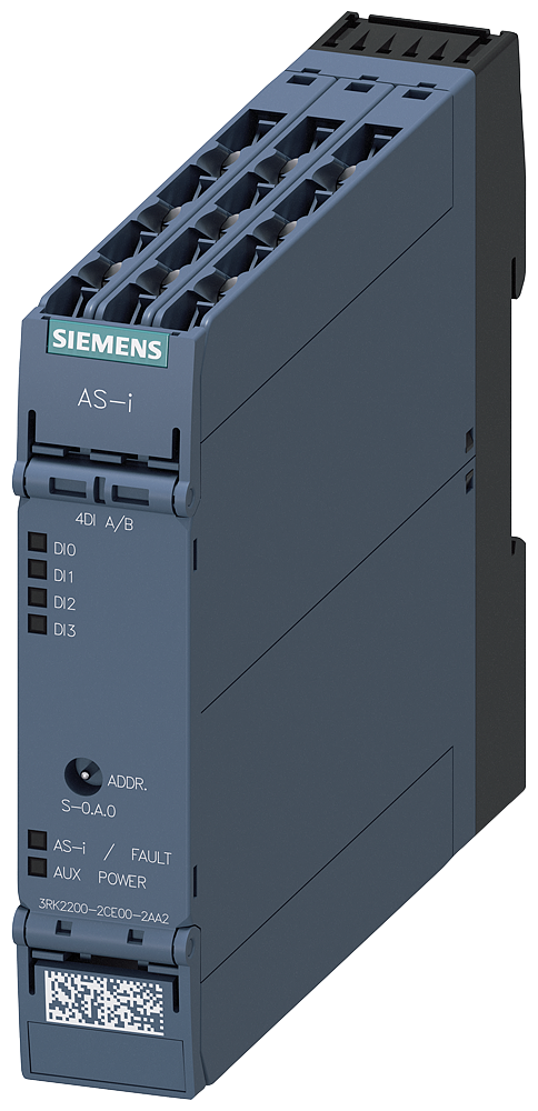 Siemens 3RK2200-2CE00-2AA2 AS-I Pano İçi  Slave Modül,22,5mm, IP 20,4DI / 3-Kablolu Bağlantı / Vidalı bağlantı