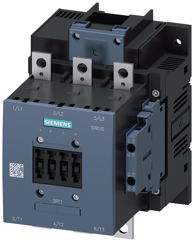 Siemens 3RT1056-6AB36 Güç kontaktörü, AC-3e/AC-3 185 A, 90 kW / 400 V AC (50-60 Hz) / DC Uc: 23-26 V 3 kutuplu, yardımcı kontaklar 2 NO + 2 NC sürücü: konvansiyonel ana devre: bara kontrolü ve yardımcı devre: vidalı terminal