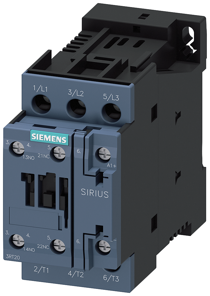 Siemens 3RT2023-1BM40 Güç kontaktörü, AC-3e/AC-3, 9 A, 4 kW / 400 V, 3 kutuplu, 220 V DC, yardımcı kontaklar: 1 NO + 1 NC, vidalı terminal, boyut: S0