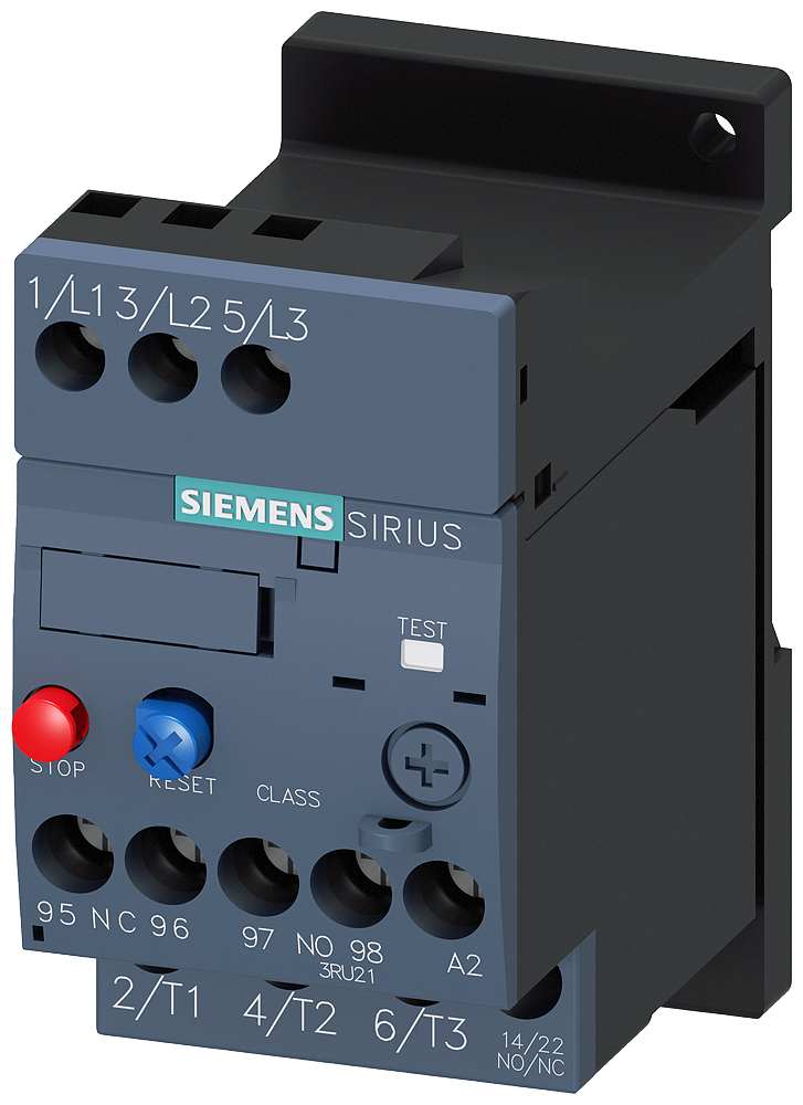 Siemens 3RU2116-1JB1 3RU2 SIRIUS TERMİK RÖLE; FAZ KORUMALI; 1NO+1NC YARDIMCI KONTAKLI 7-10A;  BOY S00 ( RAYA MONTAJLI )
