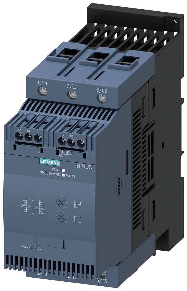 Siemens 3RW3047-1BB14 SIRIUS yumuşak yol verici S3 106 A, 55 kW/400 V,  200-480 V AC, 110-230 V AC/DC Vidalı bağlantı
