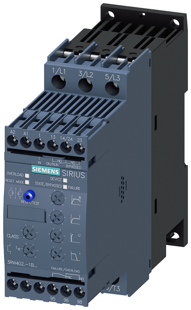 Siemens 3RW4026-1BB14 SIRIUS yumuşak yol verici S0 25 A, 11 kW/400 V,  200-480 V AC, 110-230 V AC/DC Vidalı bağlantı
