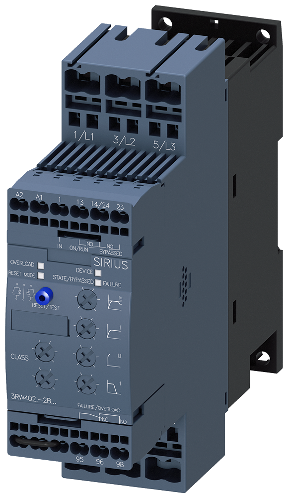 Siemens 3RW4026-2BB14 SIRIUS yumuşak yol verici S0 25 A, 11 kW/400 V,  200-480 V AC, 110-230 V AC/DC yay baskılı bağlantı