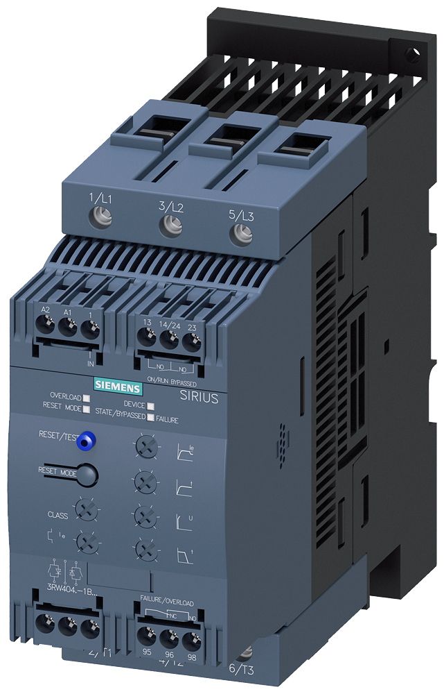 Siemens 3RW4046-1BB04 SIRIUS yumuşak yol verici S3 80 A, 45 kW/400 V,  200-480 V AC, 24 V AC/DC Vidalı bağlantı