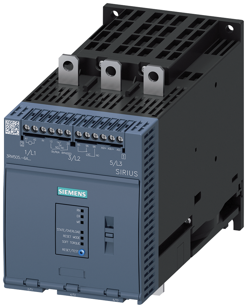 Siemens 3RW5055-6AB14 SIRIUS yumuşak yol verici 200-480 V 143 A, 75kW/400 V, 110-250 V AC vidalı bağlantı, analog çıkışlı