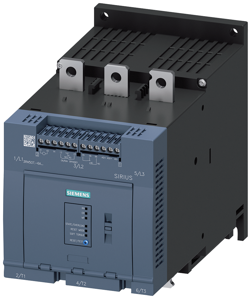 Siemens 3RW5073-6AB14 SIRIUS yumuşak yol verici 200-480 V 250 A, 132kW/400 V, 110-250 V AC vidalı bağlantı, analog çıkışlı