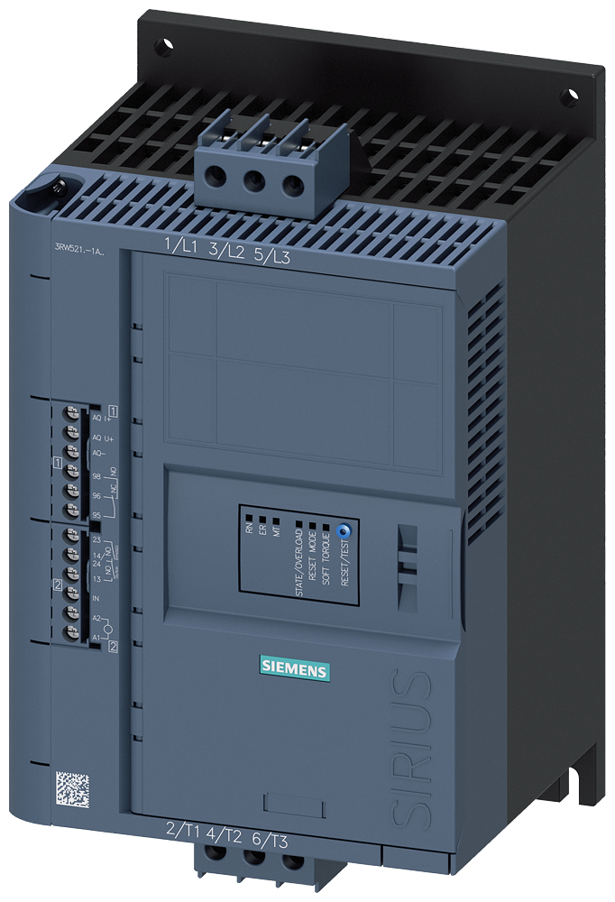 Siemens 3RW5214-1AC14 SIRIUS yumuşak yol verici 200-480 V 18 A, 7,5kW/400 V, 110-250 V AC vidalı bağlantı, analog çıkışlı