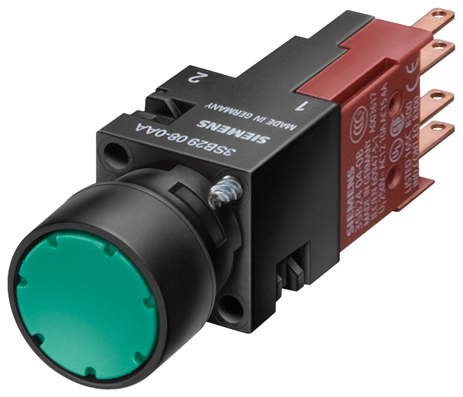 Siemens 3SB2203-0AC01 3SB2 PLASTİK SERİ 16mm, KOMPLE START-STOP BUTONU, KIRMIZI, 10A, 1NC