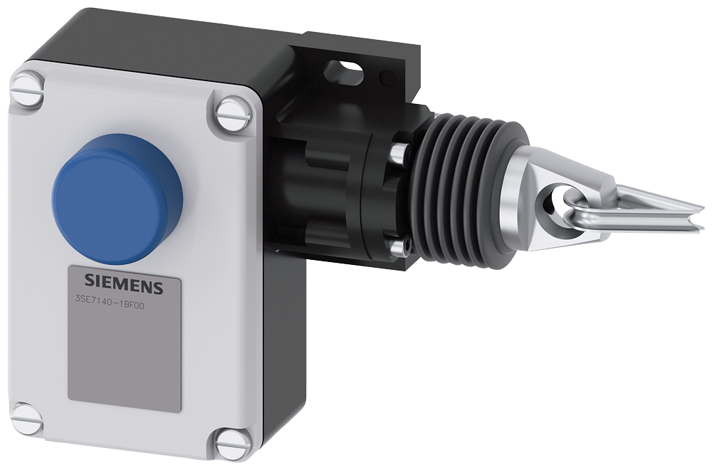 Siemens 3SE7140-1BF00 SIRIUS 3SE7 İpli Acil Durdurma Şalteri, Metal Gövde, M20 x 1.5 Kablo Girişi, 50m'ye kadar, 2NC kontak, IP65, Kilitlemeli ve buton resetli