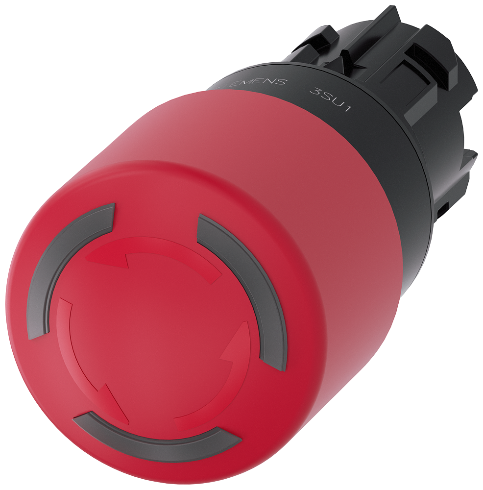 Siemens 3SU1001-1GB20-0AA0 Sirius ACT Plastik Çevir-Kur, ışıklı 30 mm Acil Stop Mantar Butonlar