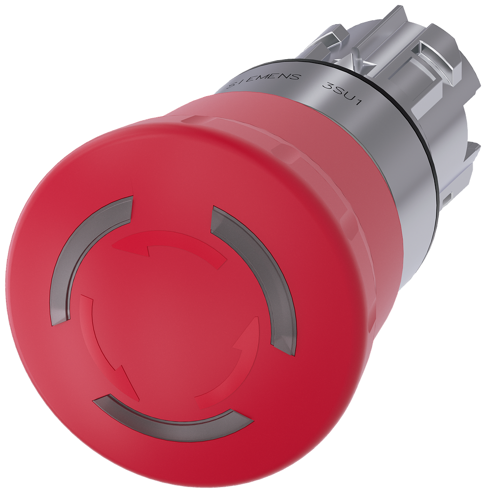 Siemens 3SU1051-1HB20-0AA0 Sirius ACT Metal Çevir-Kur, ışıklı 40 mm Acil Stop Mantar Butonlar