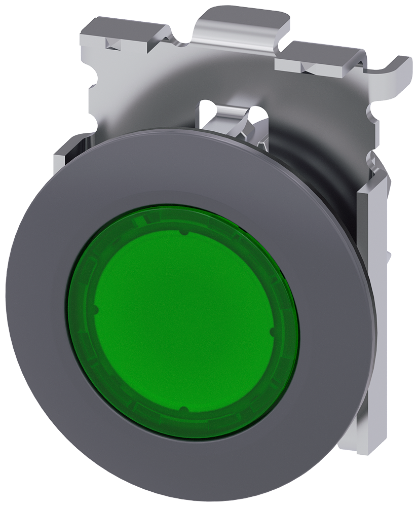 Siemens 3SU1061-0JB40-0AA0 Sirius ACT Mat Metal Yassı Tip Yay Dönüşlü 30 mm Işıklandırılabilir Buton Yeşil