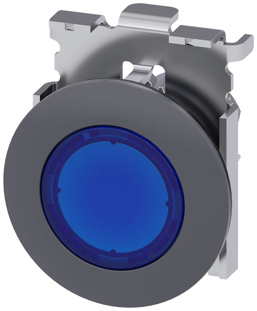 Siemens 3SU1061-0JB50-0AA0 Sirius ACT Mat Metal Yassı Tip Yay Dönüşlü 30 mm Işıklandırılabilir Buton Mavi