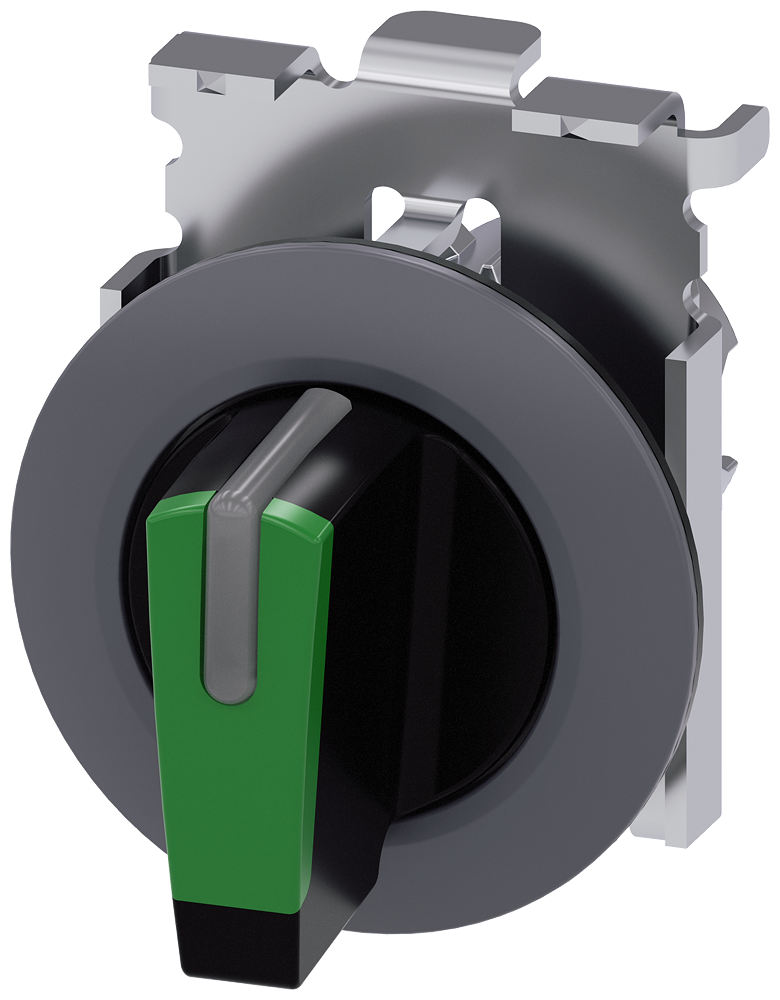 Siemens 3SU1062-2DM40-0AA0 Sirius ACT Mat Metal Yassı Tip 30 mm 1-0-2 pozisyonlu ışıklandırılabilir yay dönüşlü mandal buton yeşil
