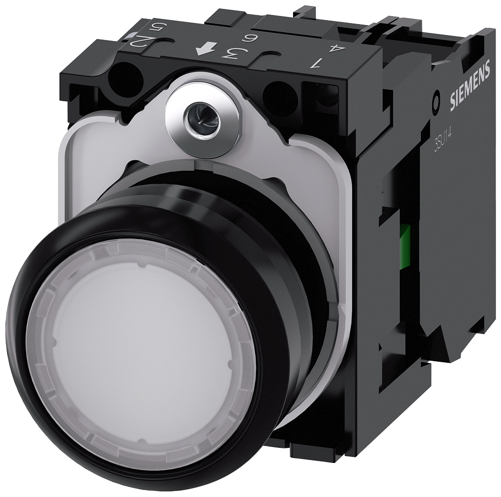 Siemens 3SU1102-0AB60-1BA0 Sirius ACT Plastik Beyaz Komple ışıklı Yay Dönüşlü Butonlar 24 AC/DC 1NO