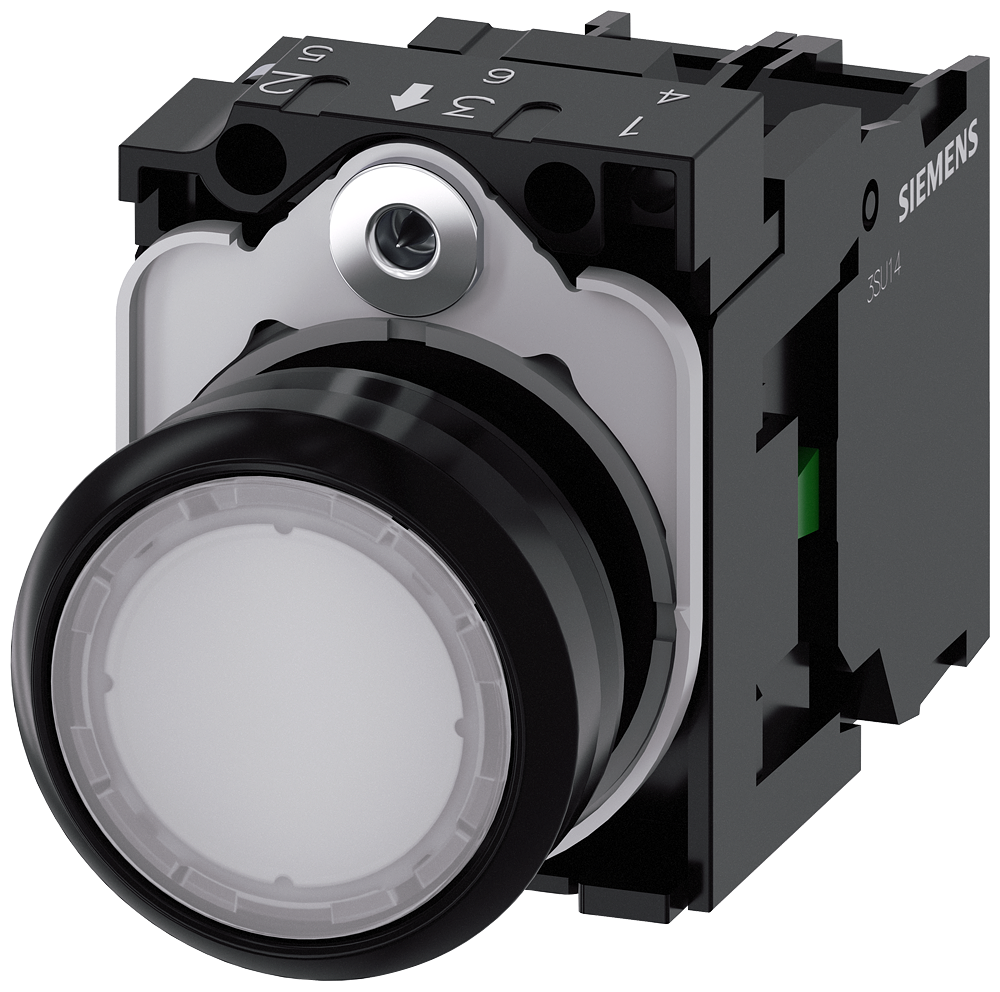 Siemens 3SU1106-0AB60-1BA0 Sirius ACT Plastik Beyaz Komple ışıklı Yay Dönüşlü Butonlar 230 AC 1NO