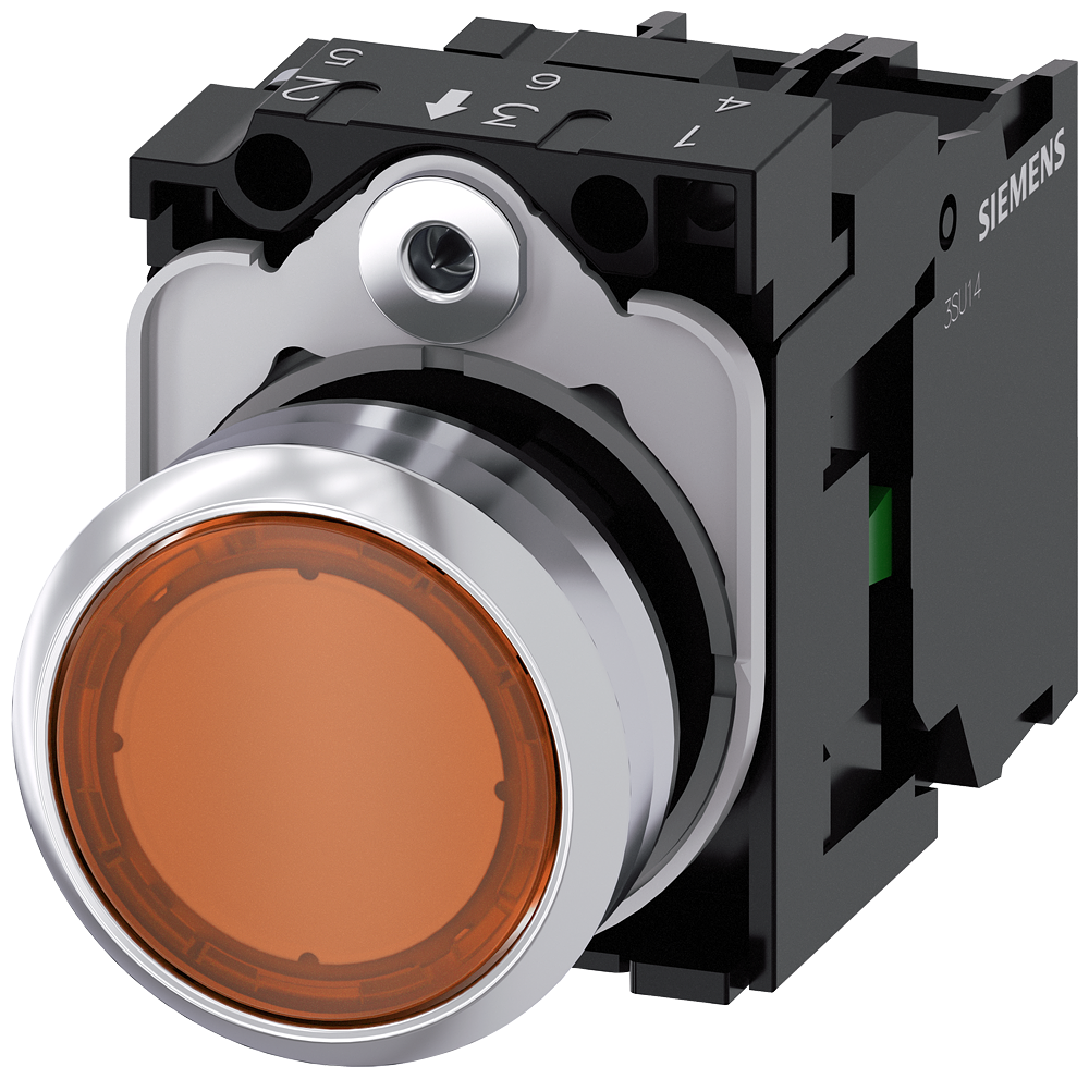 Siemens 3SU1152-0AB00-1BA0 Sirius ACT Metal Komple Işıklı Yay Dönüşlü Butonlar Kehribar 24 AC/DC 1NO
