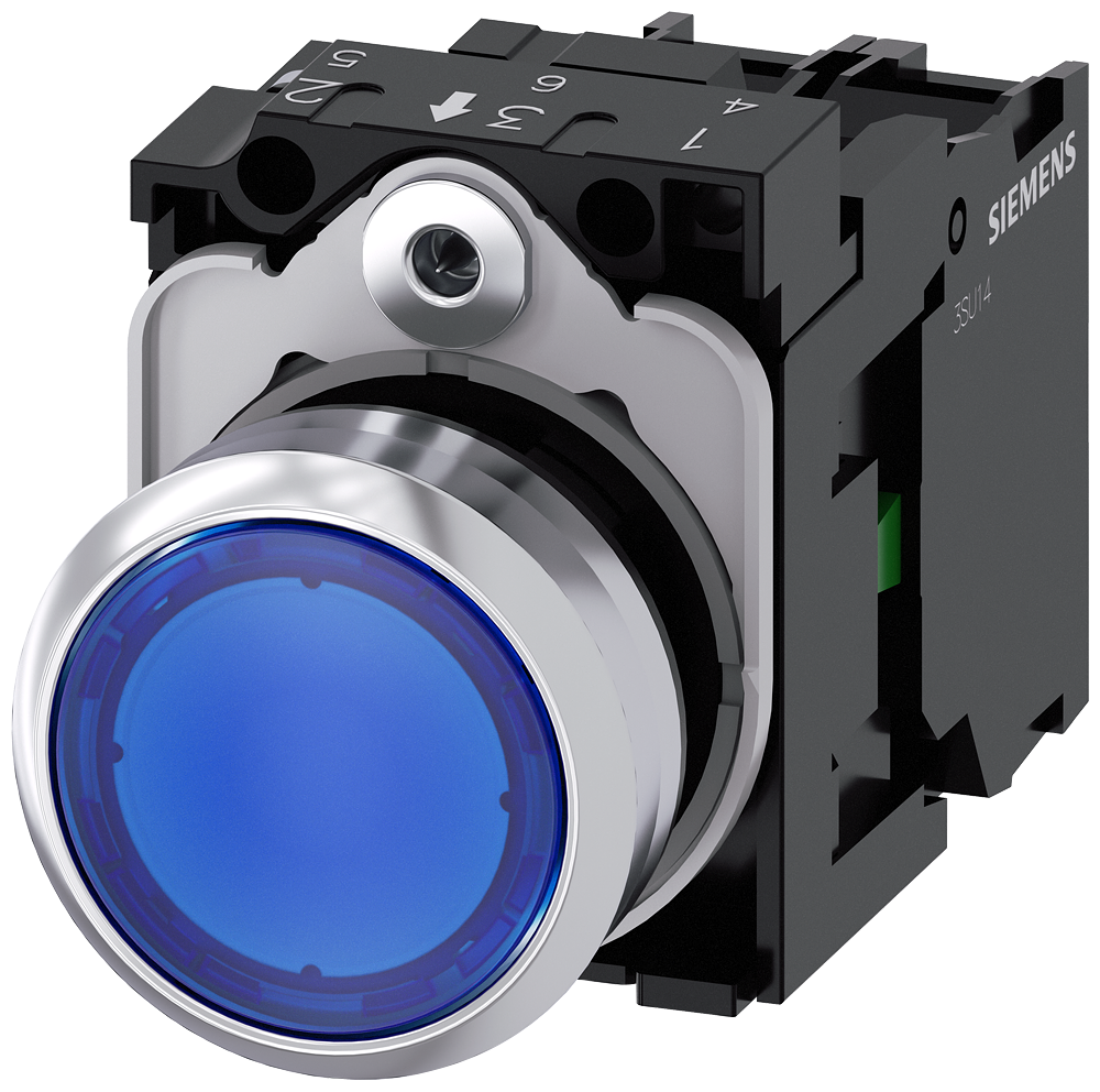 Siemens 3SU1152-0AB50-1BA0 Sirius ACT Metal Komple Işıklı Yay Dönüşlü Butonlar Mavi 24 AC/DC 1NO