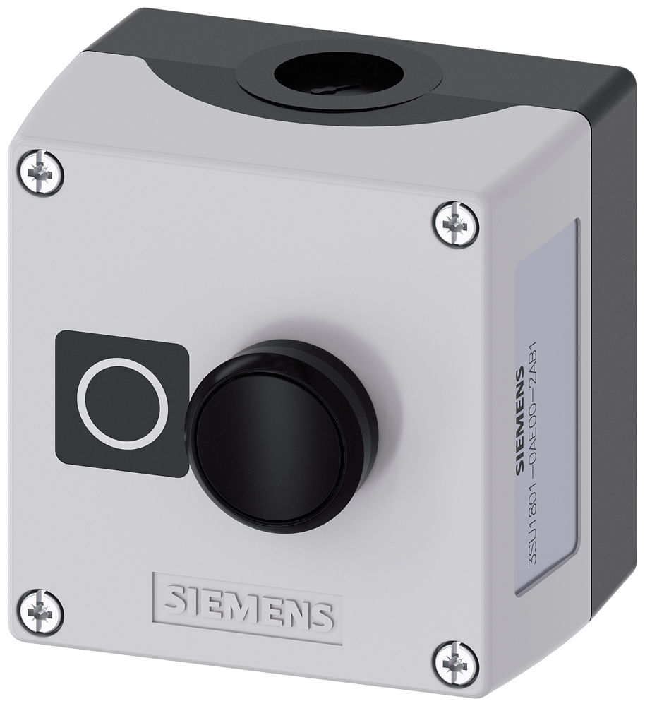 Siemens 3SU1801-0AE00-2AB1 Sirius ACT Kutulu Buton Setleri Plastik etanj kutusu 1 siyah buton 1NC kontak