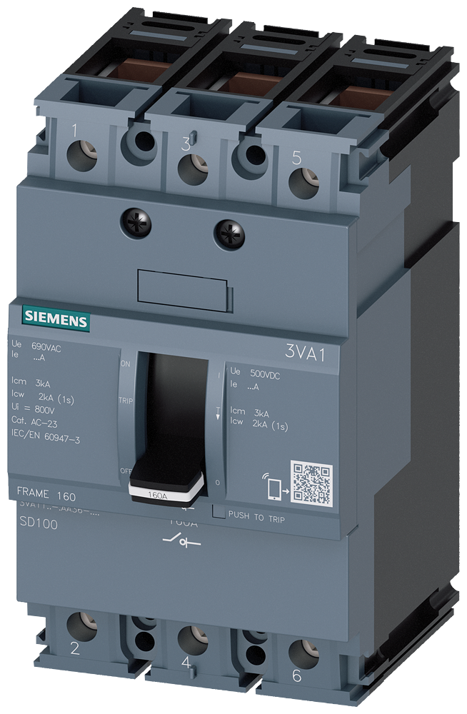 Siemens 3VA1116-1AA36-0AA0 SENTRON SERİSİ KOMPAKT TİP YÜK KESİCİ GÜÇ ŞALTERİ;  3VA11; 160A; KORUMASIZ; 3 KUTUPLU
