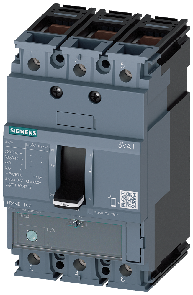 Siemens 3VA1116-4EE36-0AA0 SENTRON SERİSİ KOMPAKT TİP TERMİK MANYETİK GÜÇ ŞALTERİ; 3VA11; 36kA; TERMİK AYARLI; SABİT MANYETİK; 112-160A; 3 KUTUPLU