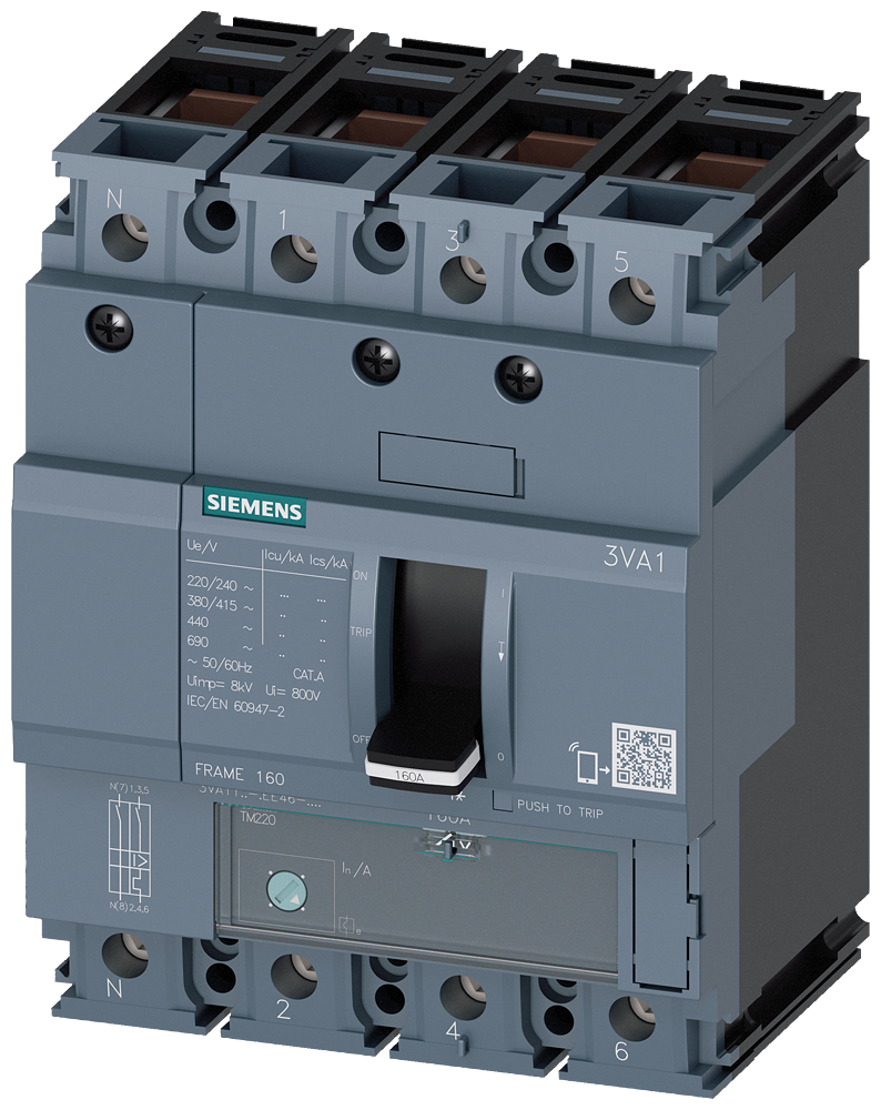 Siemens 3VA1132-4EE46-0AA0 SENTRON SERİSİ KOMPAKT TİP GÜÇ ŞALTERİ;3VA11,36kA,32 A,TM220, ATFM TM220,4 KUTUPLU