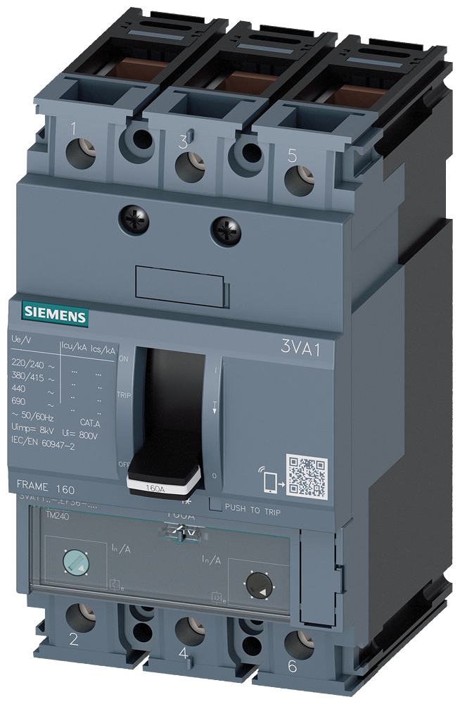 Siemens 3VA1140-5EF36-0AA0 SENTRON SERİSİ KOMPAKT TİP GÜÇ ŞALTERİ;3VA11, 55kA, 40A, TM240, ATAM, AYARLI TERMİK AYARLI MANYETİK, 3 KUTUPLU