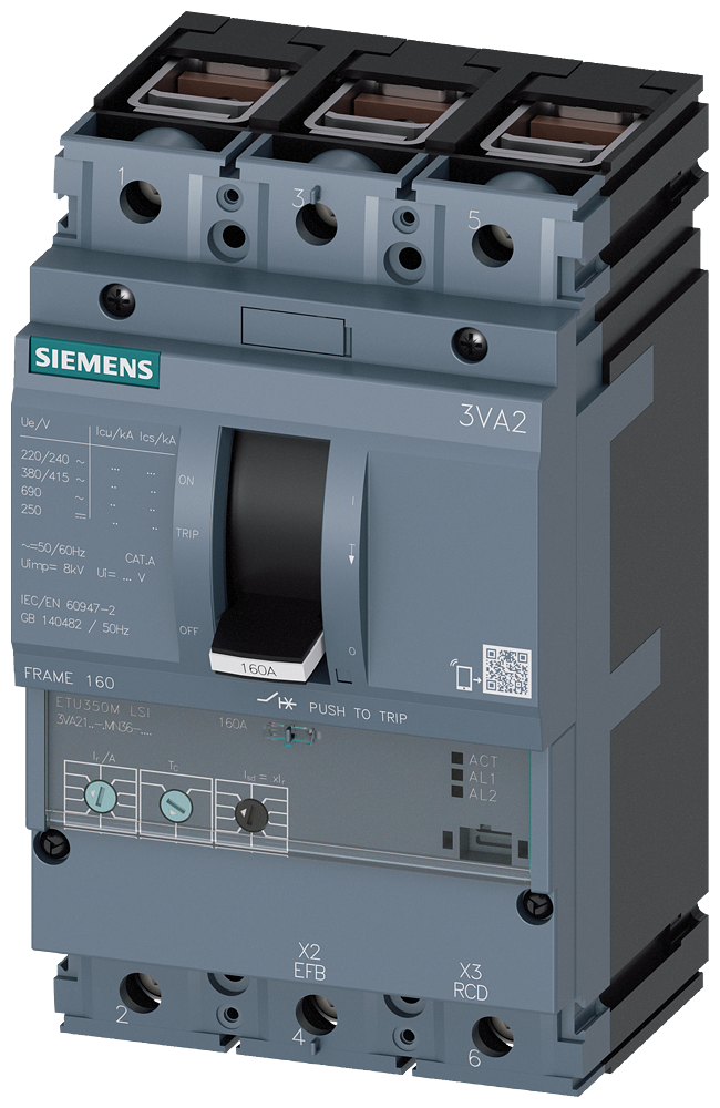 Siemens 3VA2125-5MN36-0AA0 SENTRON SERİSİ MOTOR KORUMA ŞALTERİ;3VA21, 55kA, 25A, ETU350M, ATAM, AYARLI TERMİK AYARLI MANYETİK, 3 KUTUPLU
