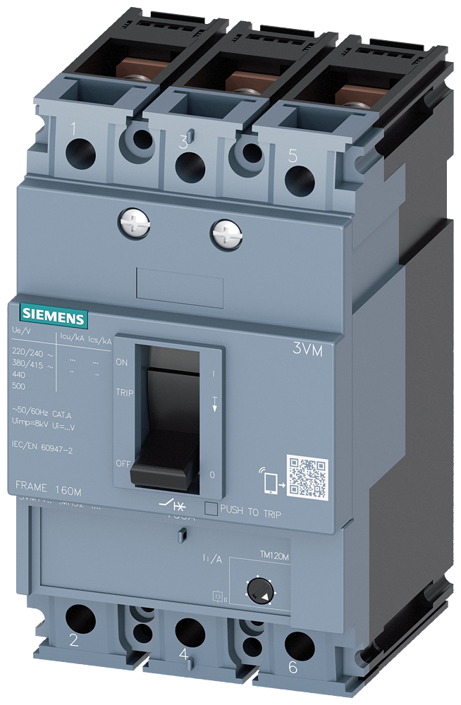 Siemens 3VM1110-5MH32-0AA0 SENTRON 3VM KOMPAKT TİP GÜÇ ŞALTERİ; 3VM1; 55kA; 100A; AYARLI MANYETİK; 3 KUTUPLU