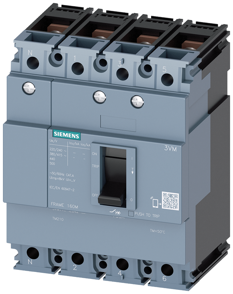 Siemens 3VM1116-4ED42-0AA0 SENTRON 3VM KOMPAKT TİP TERMİK MANYETİK GÜÇ ŞALTERİ; 3VM1; 36kA; 160A; SABİT TERMİK; SABİT MANYETİK; 3 KUTUPLU