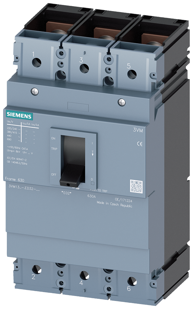 Siemens 3VM1332-4ED32-0AA0 SENTRON 3VM KOMPAKT TİP TERMİK MANYETİK GÜÇ ŞALTERİ; 3VM1; 36kA; 320A; SABİT TERMİK; SABİT MANYETİK; 3 KUTUPLU