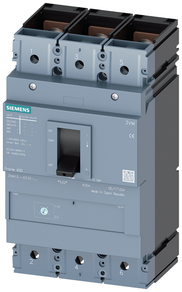 Siemens 3VM1332-4EE32-0AA0 SENTRON 3VM KOMPAKT TİP TERMİK MANYETİK GÜÇ ŞALTERİ; 3VM1; 36kA; 320A; AYARLI TERMİK; SABİT MANYETİK; 3 KUTUPLU