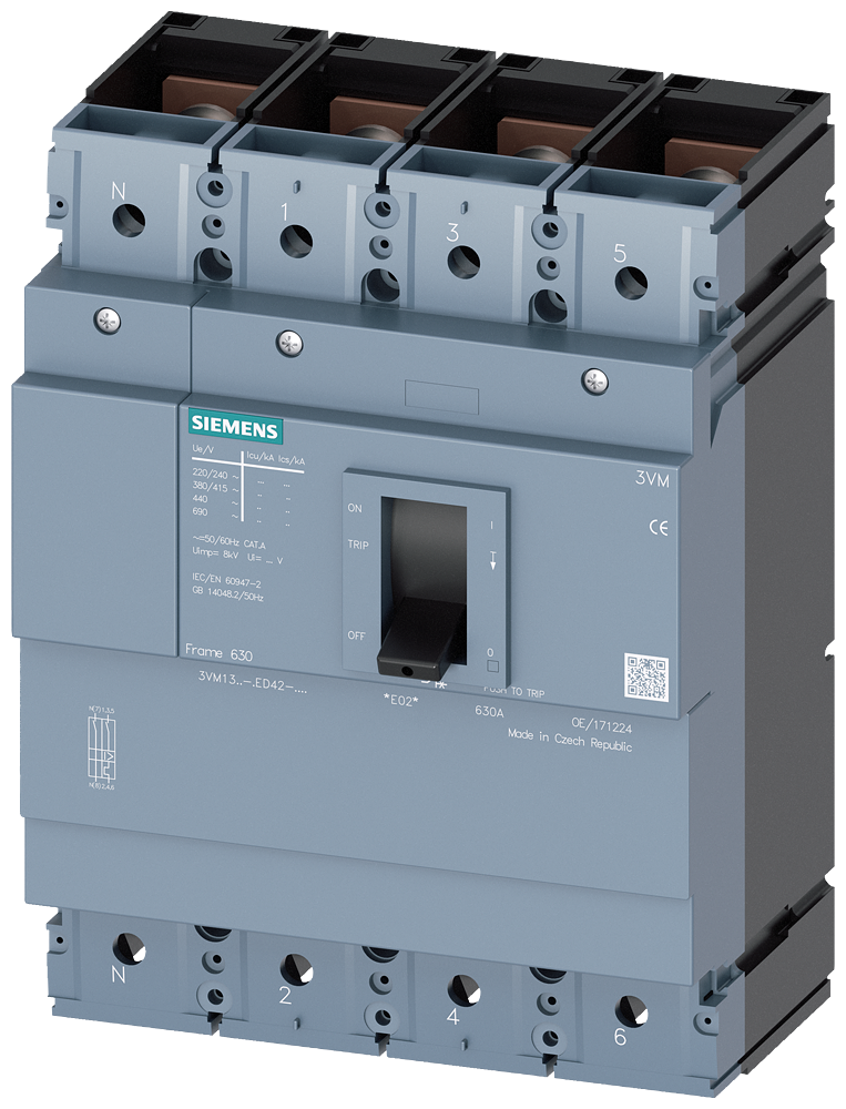 Siemens 3VM1340-4ED42-0AA0 SENTRON 3VM KOMPAKT TİP TERMİK MANYETİK GÜÇ ŞALTERİ; 3VM1; 36kA; 400A; SABİT TERMİK; SABİT MANYETİK; 4 KUTUPLU
