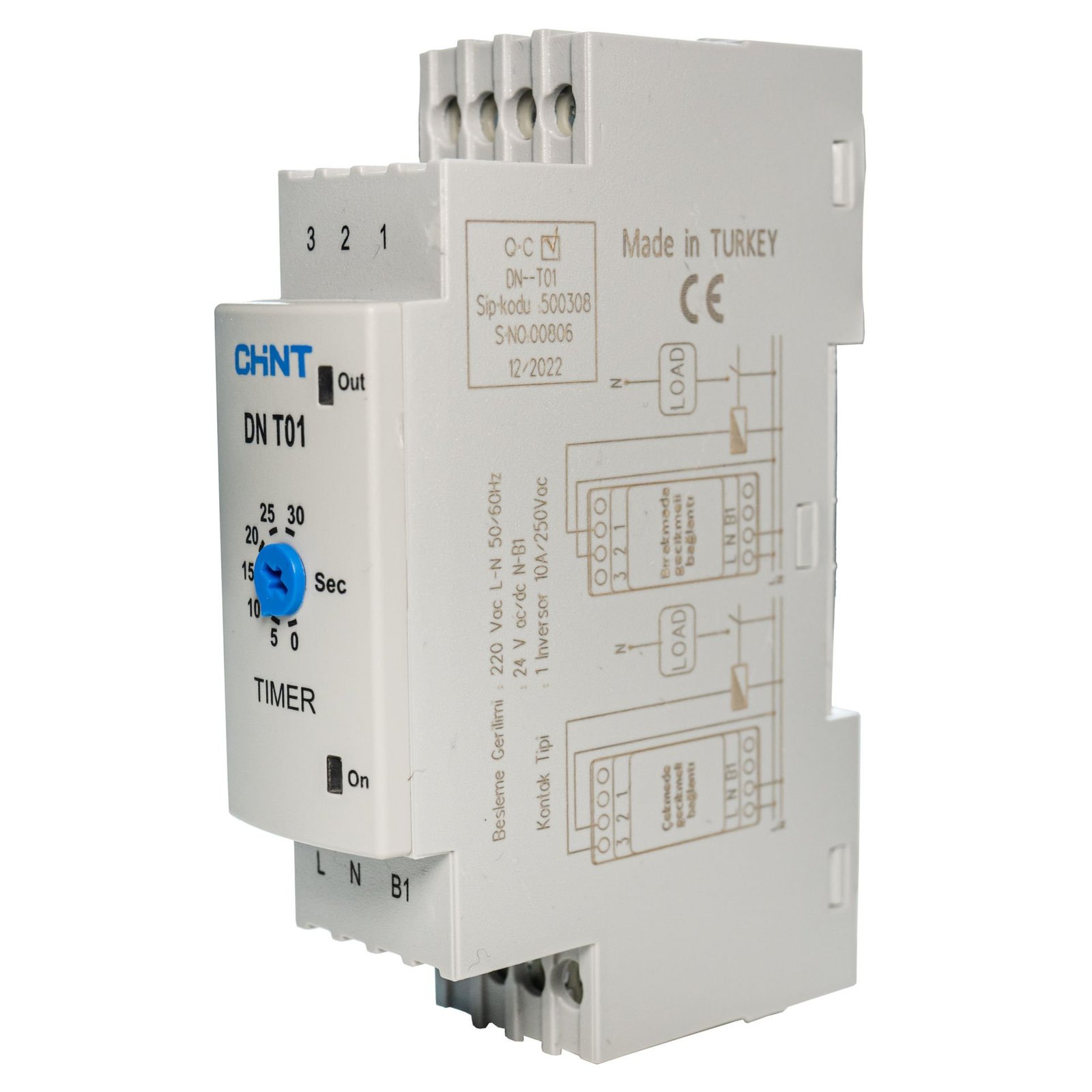 Chint (500313) DN-SD Yıldız Üçgen Zaman Rölesi, Y: 3 sn -30 sn, 220V AC