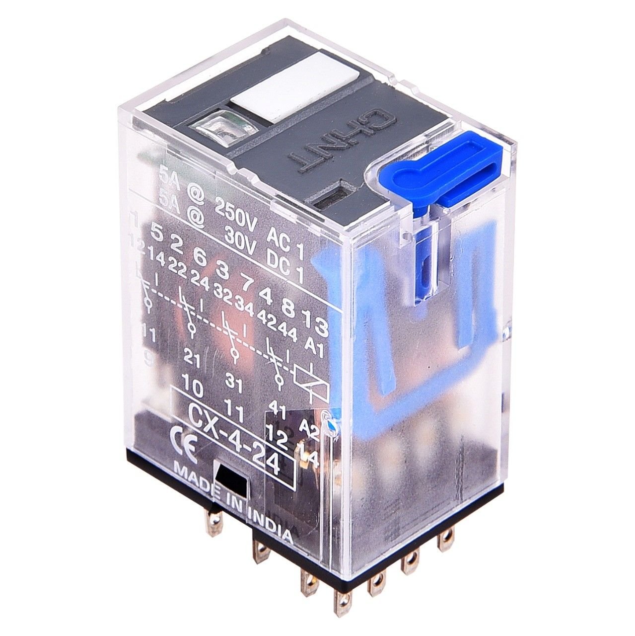 Chint (500968) CX Serisi 3CO,10A,24VAC, LED+Test Butonlu, Endüstriyel Röle